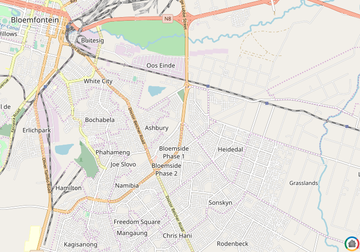 Map location of Bloemfontein